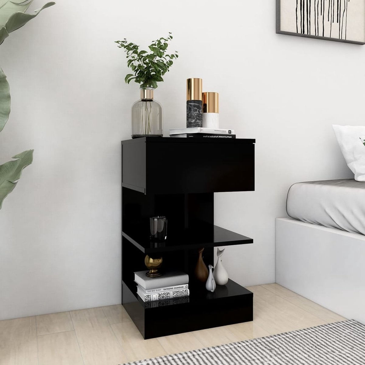 Velador Mesa de Noche Muriel color Negro 1 cajón TU MESITA