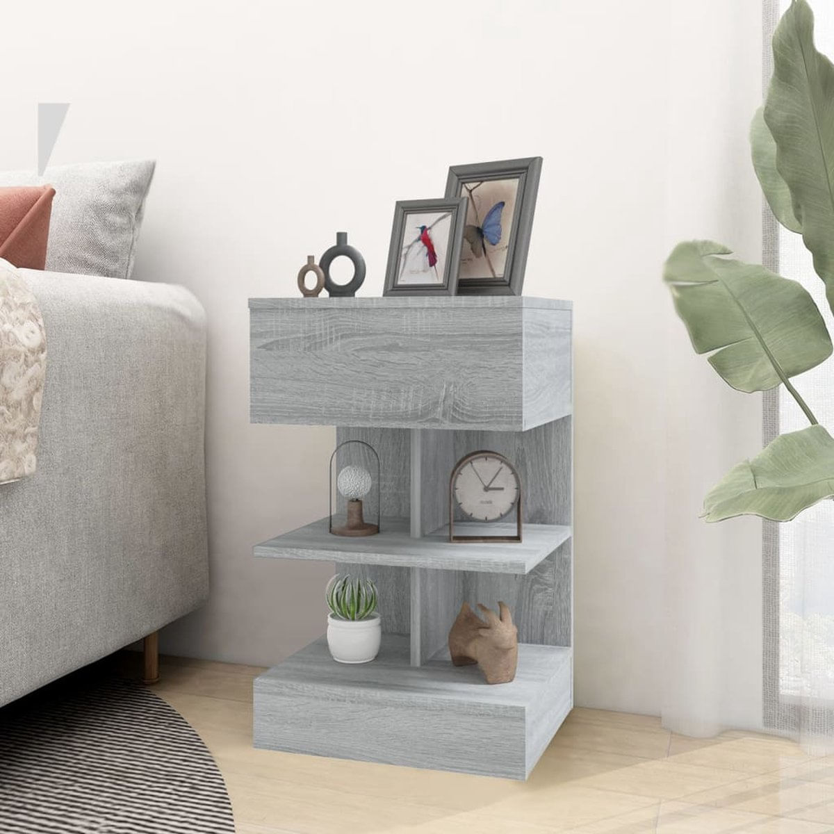 Velador Mesa de Noche Muriel color Gris 1 cajón TU MESITA