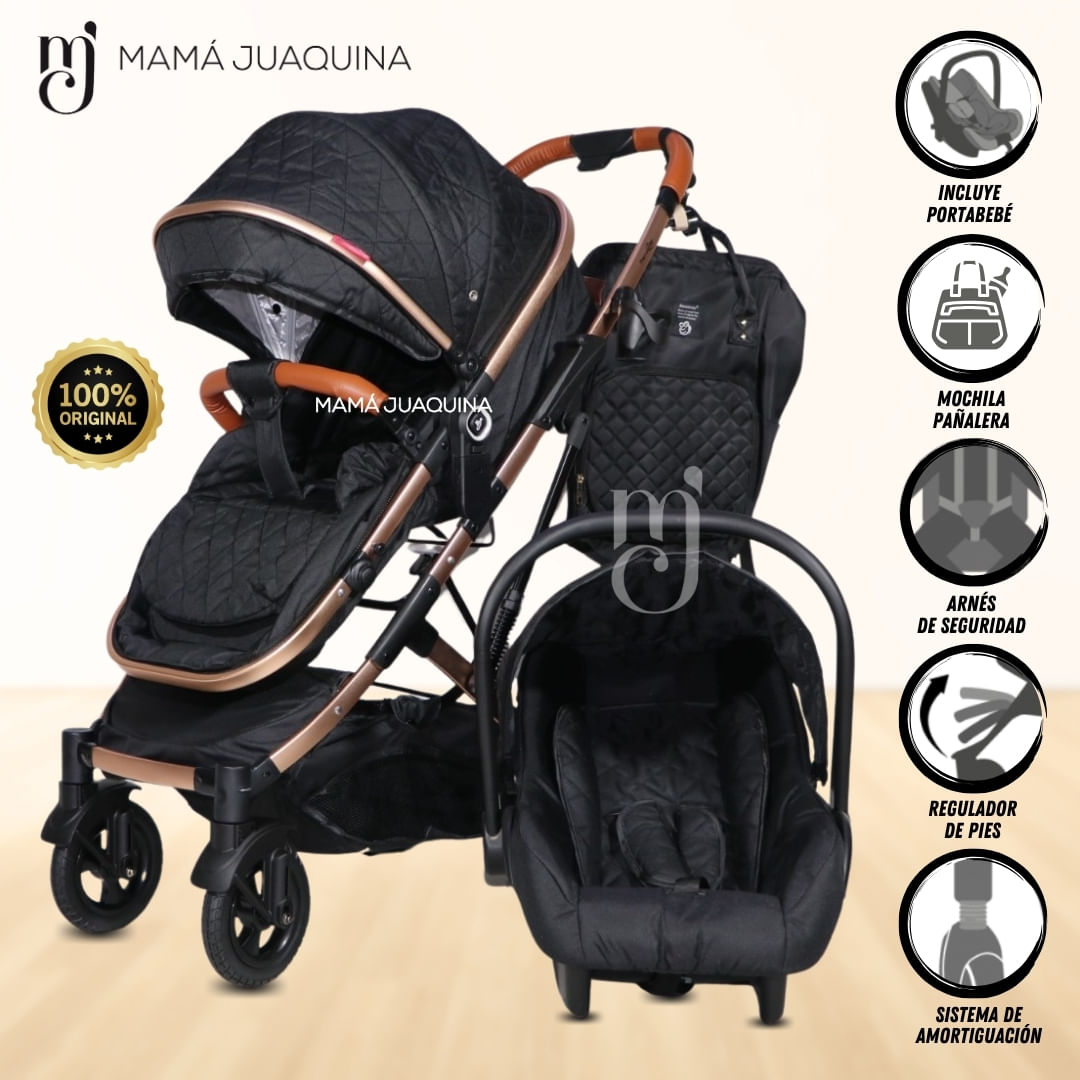 Coche Moisés Mini 4 en 1 «LIETTI» Con Portabebé Negro