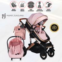 Coche Moisés 4 en 1 «LIETTI GOLD» Con Portabebé Rosado