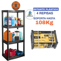 Estante organizador estante plástico pretul 108kg
