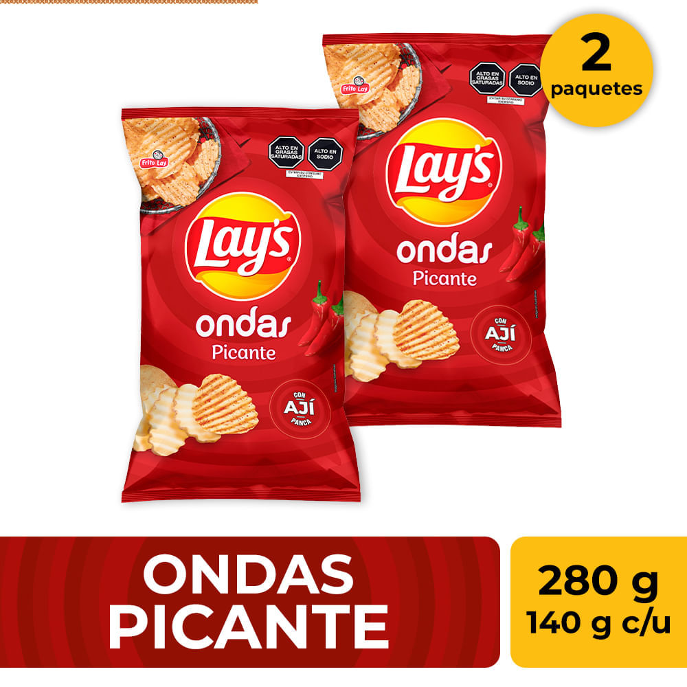 Pack Papas LAY'S Ondas Picante Bolsa 140g x2un