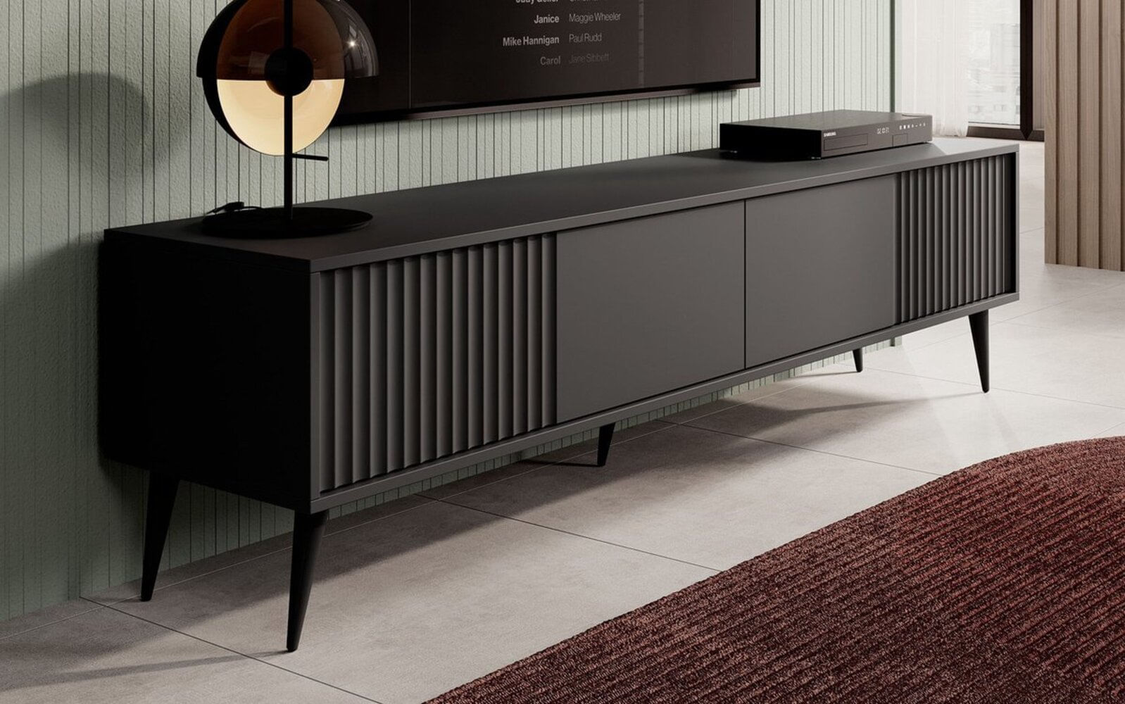 Mesa de TV larga Ruth color Negro 2 puertas TU MESITA