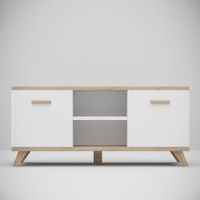 Mesa de TV TU MESITA Moderna Atalaya color Blanco/Duna 2 puertas