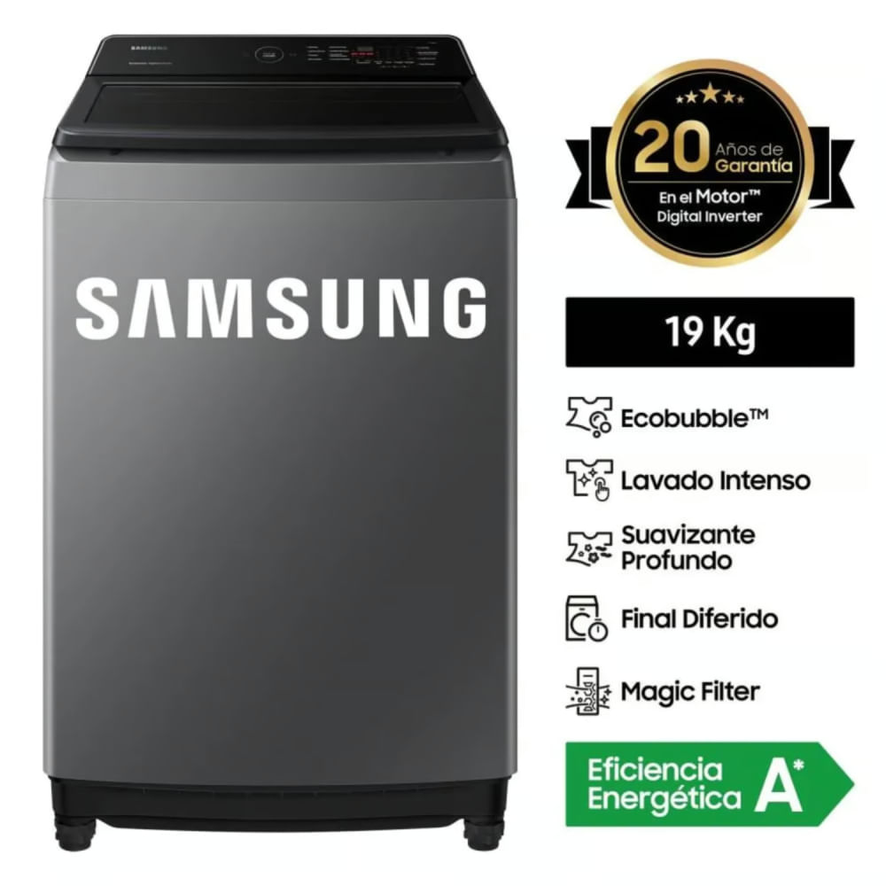 Lavadora Samsung 19KG Plateada WA19CG6441BDPE