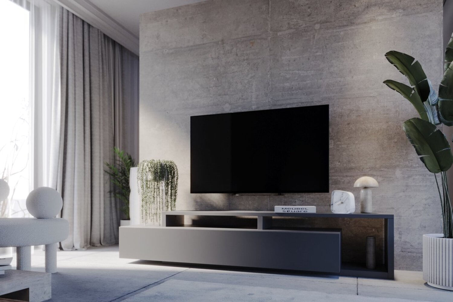 Mesa de TV Moderna Mikela color Gris oscuro TU MESITA