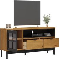 Mesa de TV TU MESITA Multiusos Jenner color Haya/Negro 1 puerta 2 cajones
