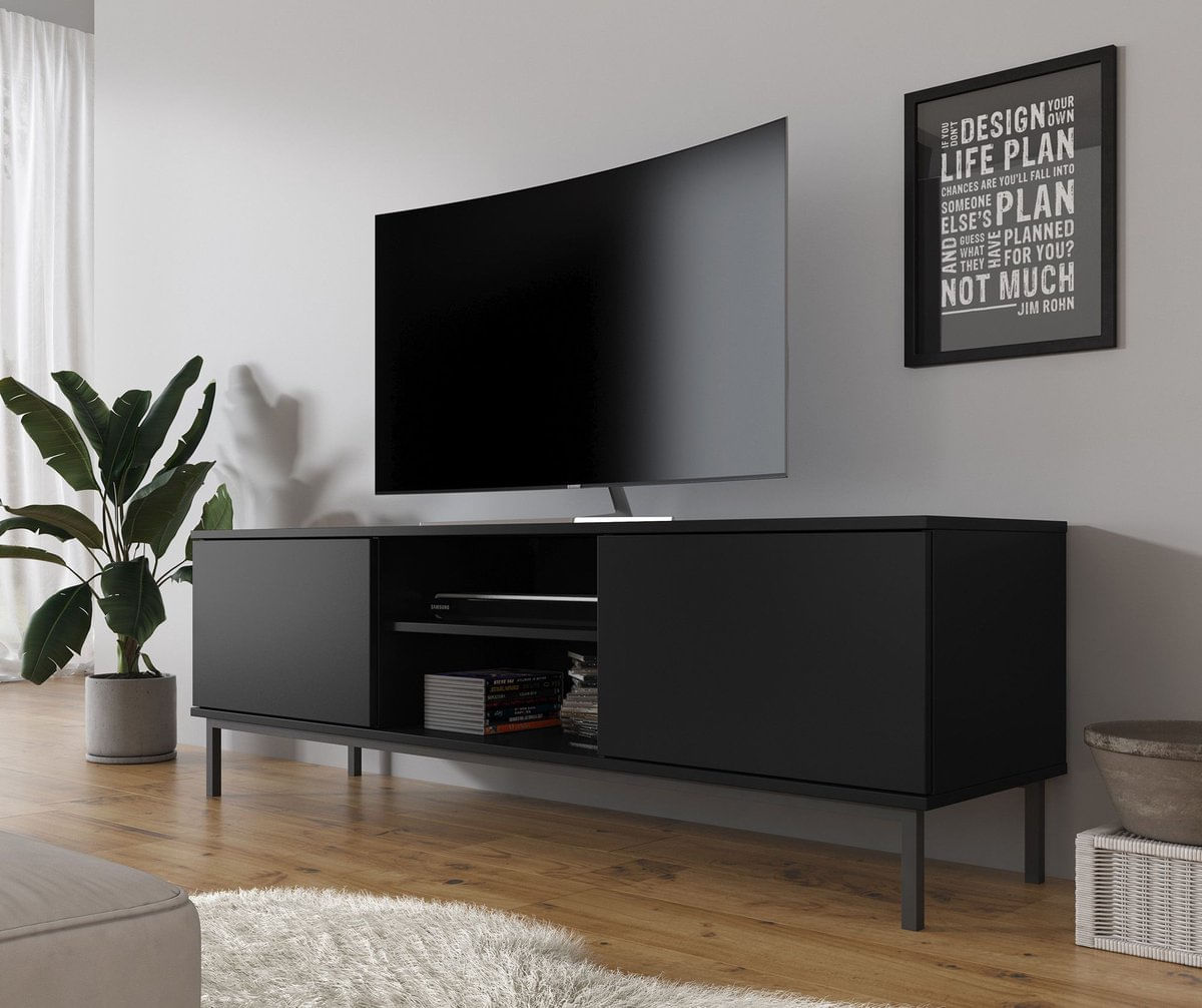 Mesa de TV Moderna Velvet color Negro 2 puertas TU MESITA