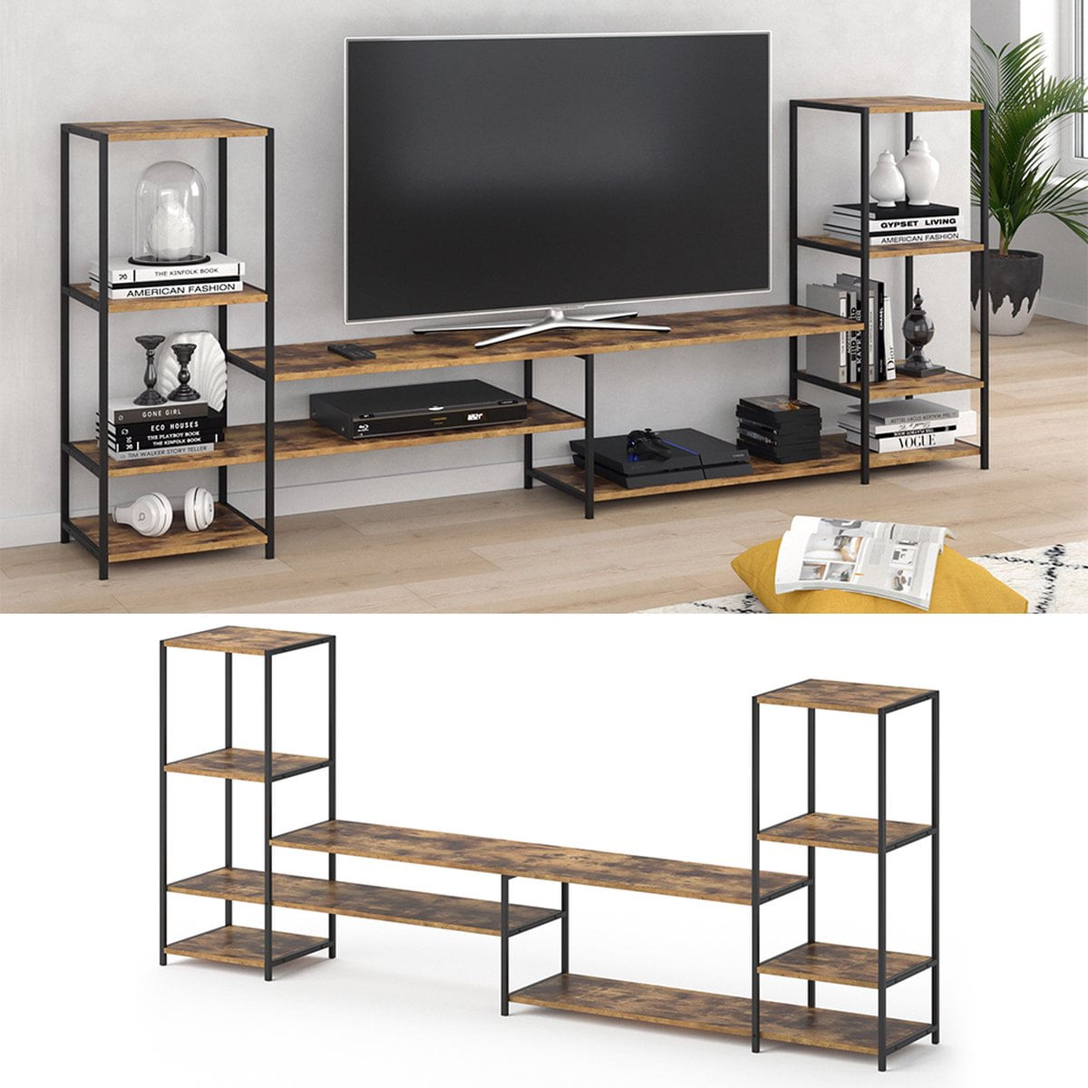 Mueble de TV Industrial Iker color Marrón estructura de Metal TU MESITA