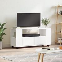 Mesa de TV TU MESITA Mika con Ruedas color Blanco 2 cajones