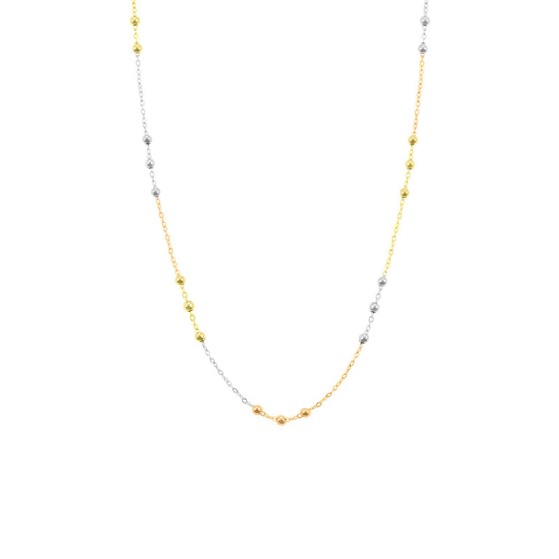 Collar Bolitas de 3 colores Oro 18K