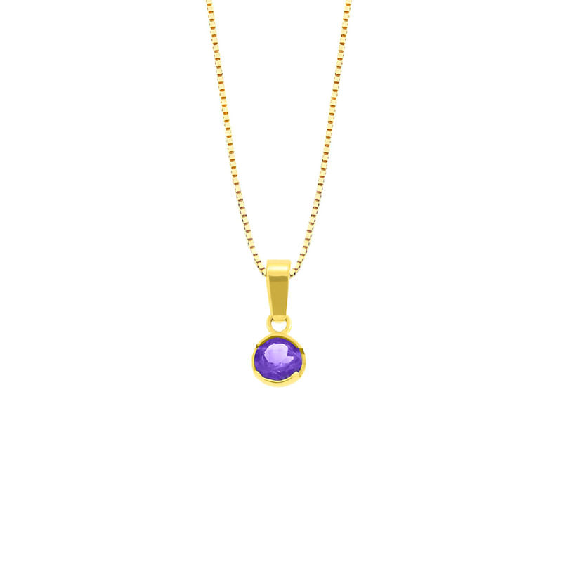 Collar Amatista redondo Oro 18k
