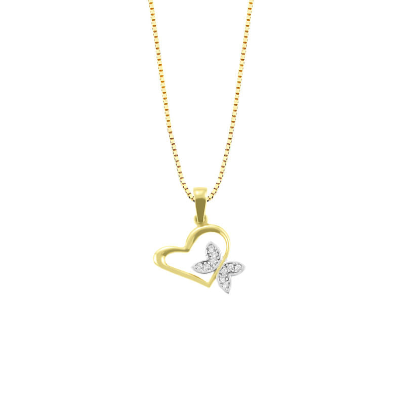 Collar Corazón Mariposa Oro 18K