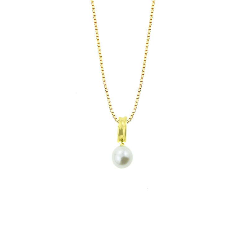 Collar Perla 2 Cañas Oro 18K