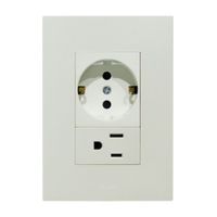 Placa Armada Orange: Toma Schuko + Toma Americana Matte LT Blanco