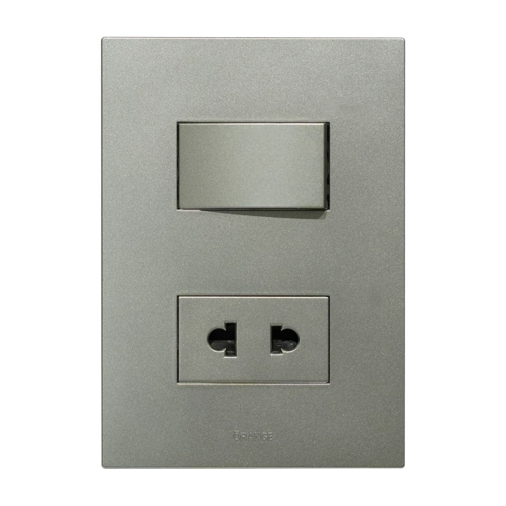 Placa Armada Orange: Interruptor + Tomacorriente Matte Terra