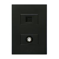 Placa Armada Orange: Toma TV Tipo F + Toma Rj-11 Telefono Matte Negro