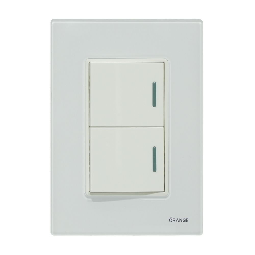 Placa Armada Orange: Interruptor Doble Vitro Blanco