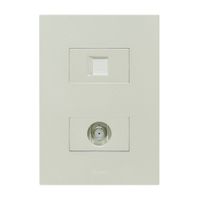 Placa Armada Orange: Toma TV Tipo F + Toma Rj-45 Cat6 Matte Blanco