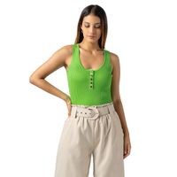Polo de Hilo Sin Mangas Mujer Verde Neón