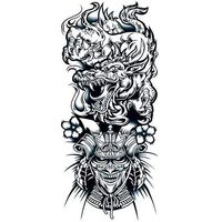 Tatuaje temporal falso guerrero dragón chino tamaño grande 20 x 9cm unisex