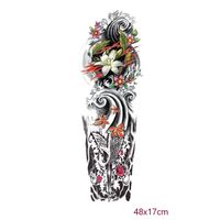 Tatuaje manga temporal falso flores mar olas