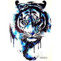 Tatuaje temporal falso tigre azul tamaño grande 19 x 14cm unisex