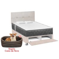 Dormitorio Sabanera FORLI Acqua 2 Plazas Beige + 2 almohadas + Cama mascota