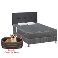 Dormitorio FORLI Acqua 2 Plazas Gris + 2 almohadas +  Cama mascota