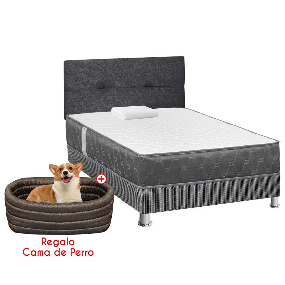 Dormitorio FORLI Acqua 1.5 Plazas Blanco + 1 almohada + Cama mascota