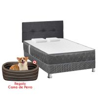 Dormitorio FORLI Acqua 2 Plazas Blanco + 2 almohadas + Cama mascota