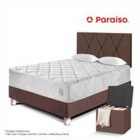 Dormitorio Pocket Max 2 Plazas Chocolate + Baul Chico