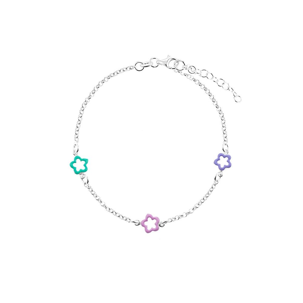 Pulsera Baliq Flores Niña Plata 925