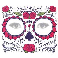 Sticker Tatuaje Temporal Catrina rosas rojas disfraz Halloween