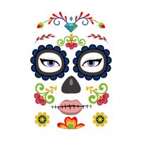 Sticker Tatuaje Temporal flores de colores Catrina disfraz Halloween