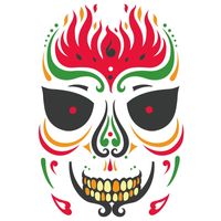Sticker Tatuaje Temporal hombre Catrina modelo llamas disfraz Halloween