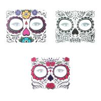 Set x 3 Stickers Tatuajes Temporales Catrina disfraz Halloween