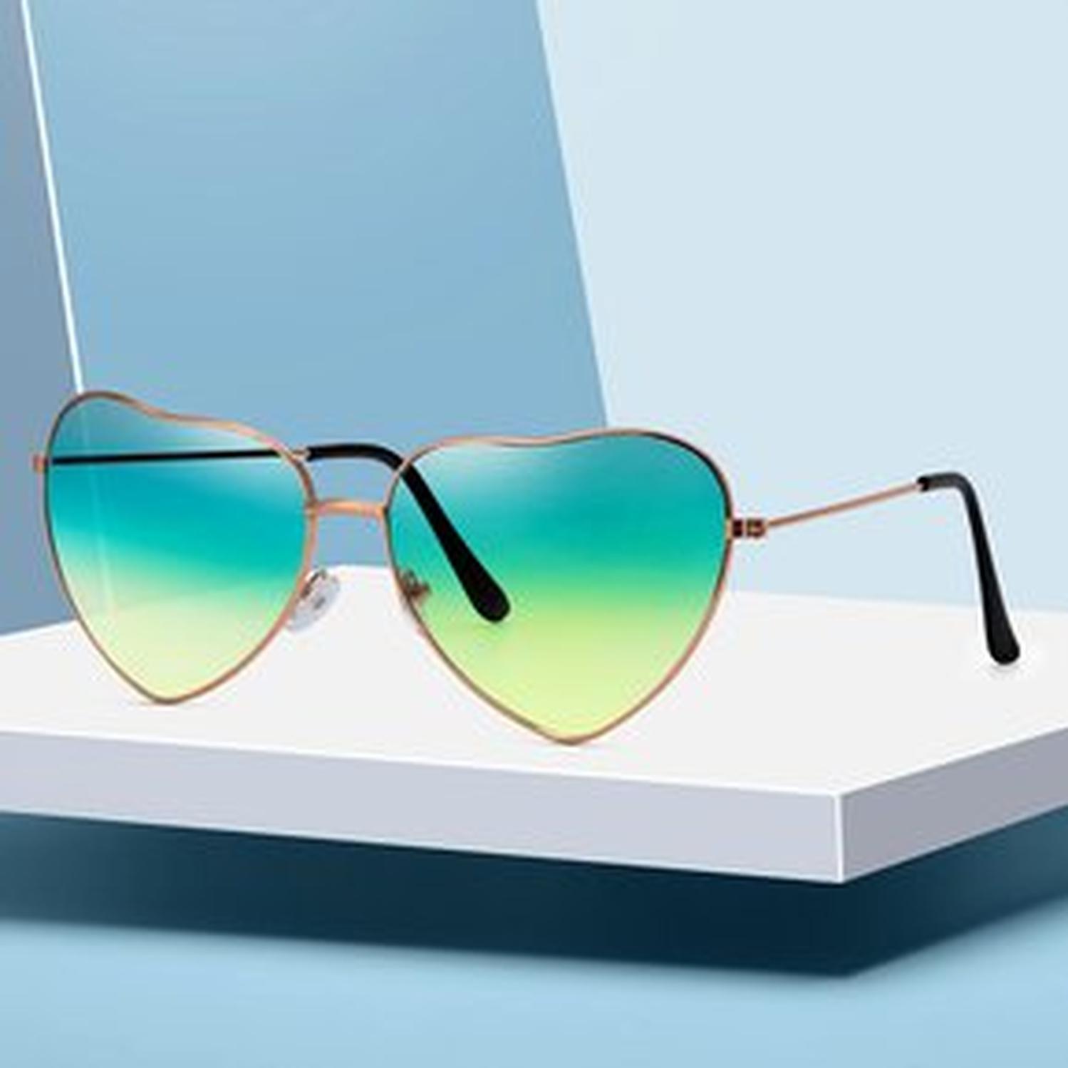 Lentes de Sol Corazones Verde Degradado