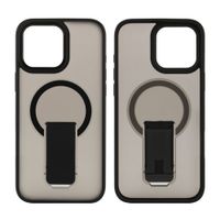 Case para iPhone 16 Pro Max, con Magsafe para carga inalámbrica con soporte, rígido, mate traslúcido negro