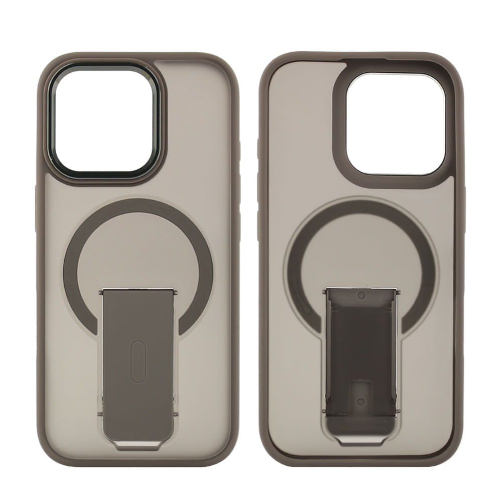 Case para iPhone 16 Pro, con Magsafe para carga inalámbrica con soporte, rígido, mate traslúcido gris