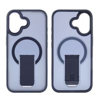 Case para iPhone 16, con Magsafe para carga inalámbrica con soporte, rígido, mate traslúcido azul