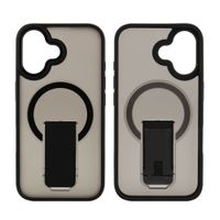 Case para iPhone 16, con Magsafe para carga inalámbrica con soporte, rígido, mate traslúcido negro