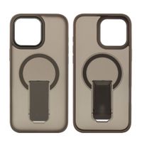 Case para iPhone 16 Pro Max, con Magsafe para carga inalámbrica con soporte, rígido, mate traslúcido gris