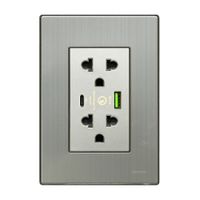 Tomacorriente Doble Universal Orange Inox Lt USB + C 20w