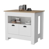 Mueble Isla de Cocina Arlet Melamina Blanco/Macadamia