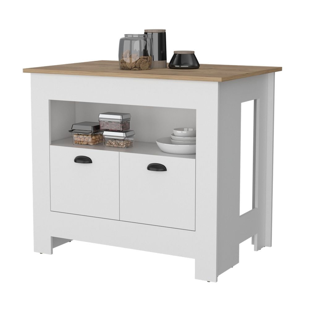 Mueble Isla de Cocina Arlet Melamina Blanco/Macadamia
