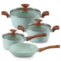 Juego De Ollas Ilko Btc Ceramica 7 Pzs Granito Menta1