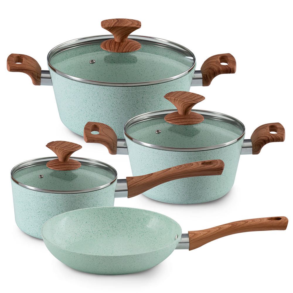Juego De Ollas Ilko Btc Ceramica 7 Pzs Granito Menta1