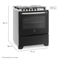 Cocina Electrolux Freestanding a Gas con 5 quemadores de triple llama 76USM