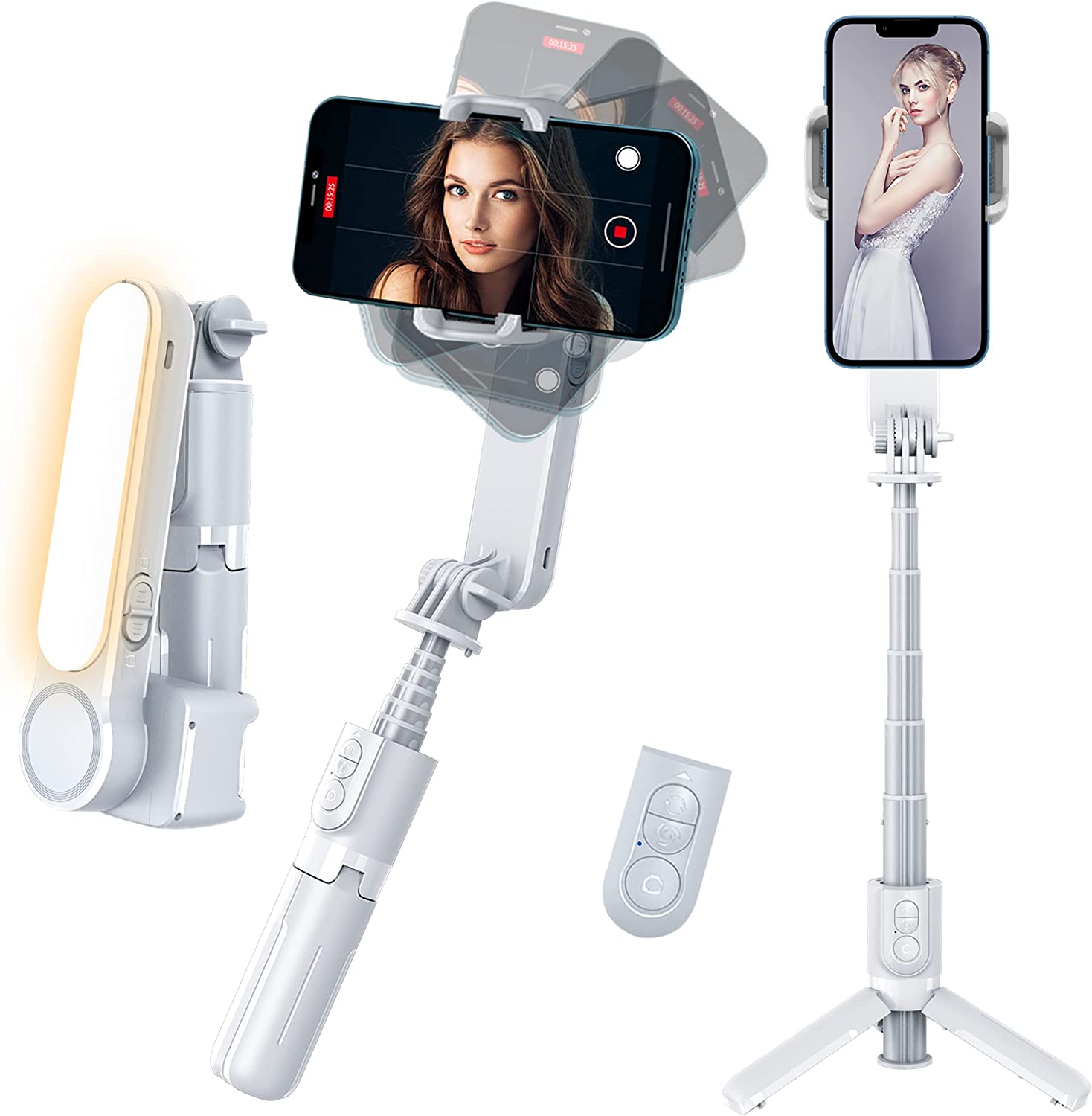 Estabilizador Gimbal de Cardán Q09 para celulares Blanco